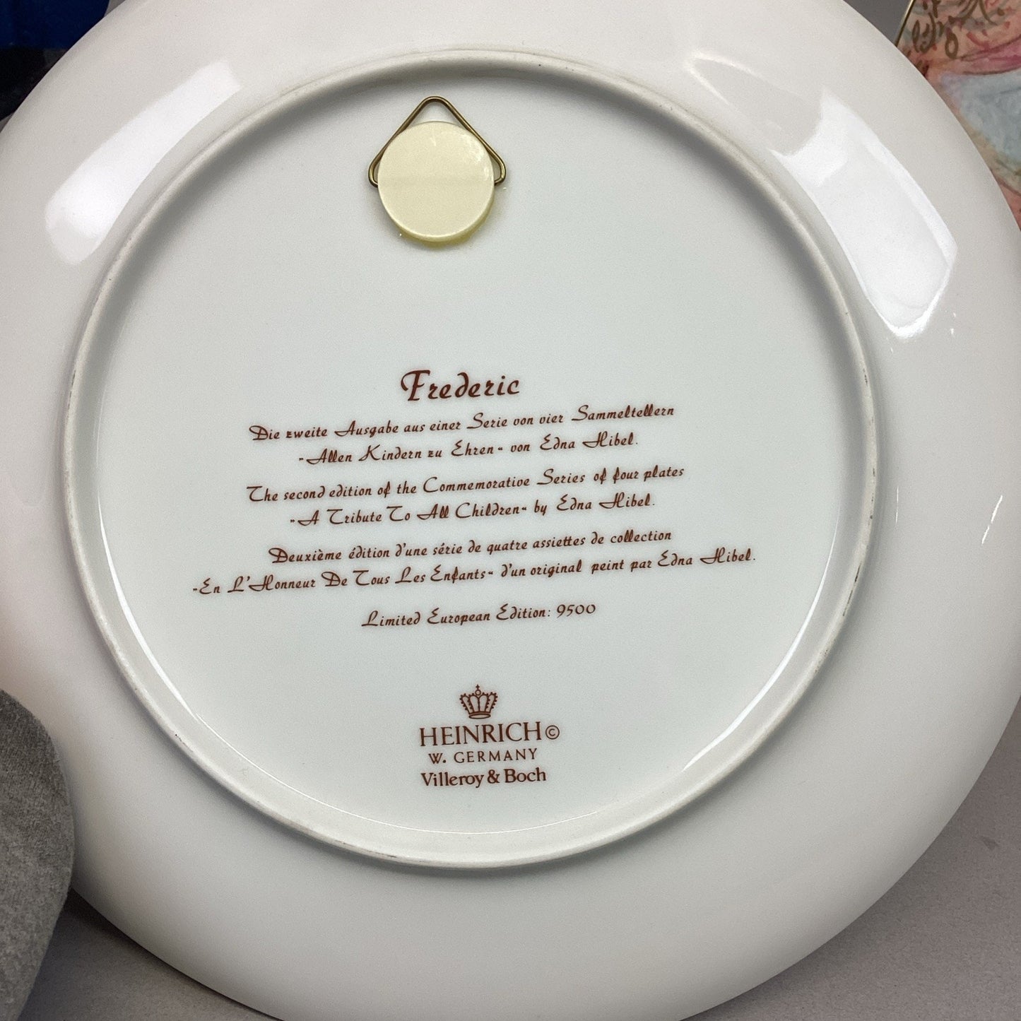 2 Signed Edna Hibel Frederic & Claire Commemorative Series Collectors Plates