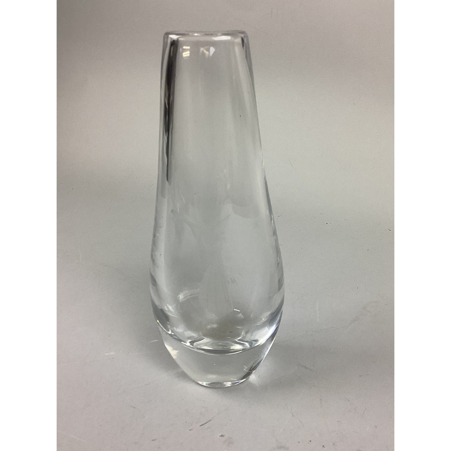 Vintage Kosta Boda Etched Glass Flower Vase - Flute Player - 8.5”