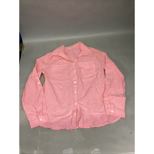 Women’s Pink Long Sleeve Button Up Colored Shirt W/ 2 Front Pockets - Medium